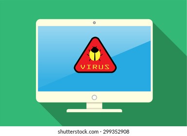 Computer viruses concept. Find Virus Computer icon Symbol. Security scan. vector. flat style background. Laptop PC. digital technology graphics website internet