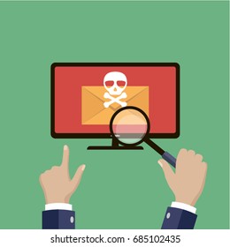 Computer viruses concept. Find virus.