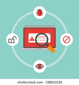 Computer viruses concept. Vector illustration, flat style