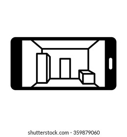 computer vision 3D mapping smartphone flat vector icon for apps and websites