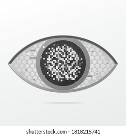 Computer vision concept. Cybereye vector illustration. Neuro network background. Data security and protection clip art.