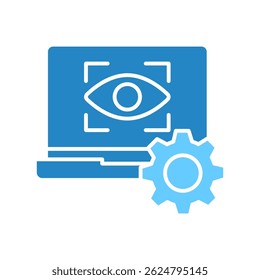 Computer Vision dual tone blue color, mini illustration icon. use for modern concept, print, UI, UX kit, web and app development. Vector EPS 10, related to artificial intelligence, technology theme
