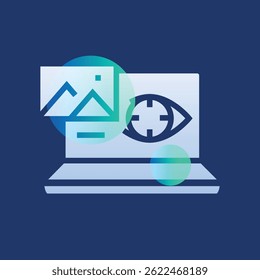 Computer Vision glassmorphism illustration. Transparency blur elements. Ui layered design. Vector isolated element. 