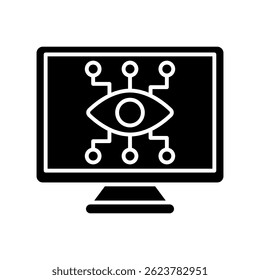 Glifo de visão de computador, ícone mini ilustração. use para conceito moderno, impressão, UI, kit UX, web e desenvolvimento de aplicativos. Vetor EPS 10, relacionado com inteligência artificial, tema de tecnologia