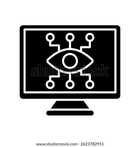 Computer Vision glyph, mini illustration icon. use for modern concept, print, UI, UX kit, web and app development. Vector EPS 10, related to artificial intelligence, technology theme