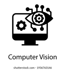 Computer Vision Icon Eye With Monitor 