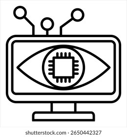 Ilustração do vetor da linha do ícone da visão do computador