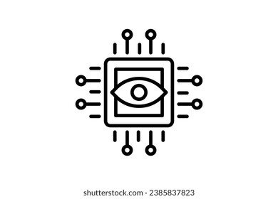 Computersichtsymbol. Symbol für Gerät, künstliche Intelligenz. Zeilensymbol-Stil. einfaches Vektordesign bearbeitet