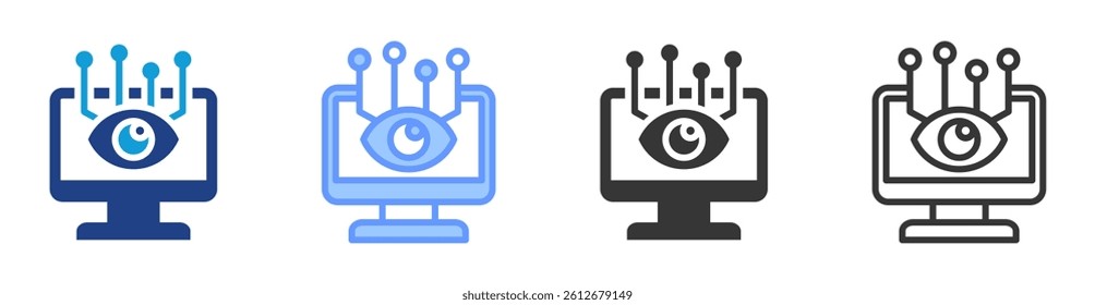Computer vision icon set multiple style collection