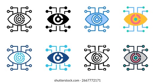 Ícone Visão do computador definir coleção de vários estilos 
