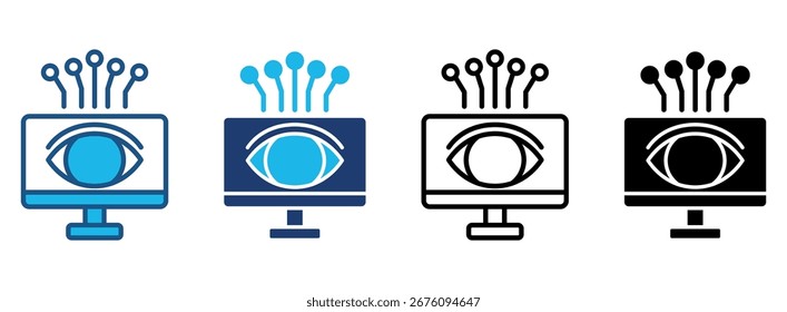 Ícone De Visão Do Computador Definido Com Vários Estilos. Ilustração de vetor