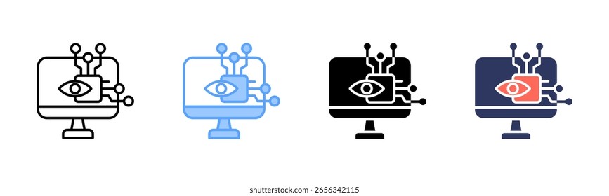 Computer Vision icon sheet coleção de vários estilos