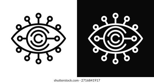 Icono de la visión por ordenador blanco y negro estilo del fondo
