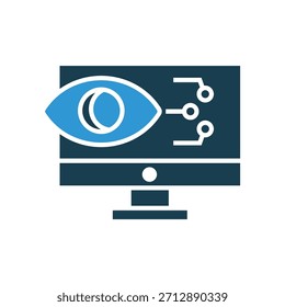 computer vision icons outline and Flat Style,transparent background
