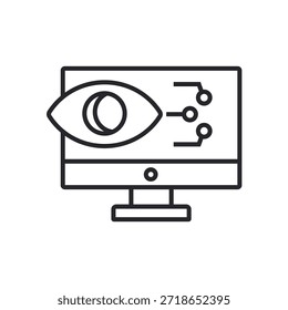 computer vision icons outline and Flat Style,transparent background