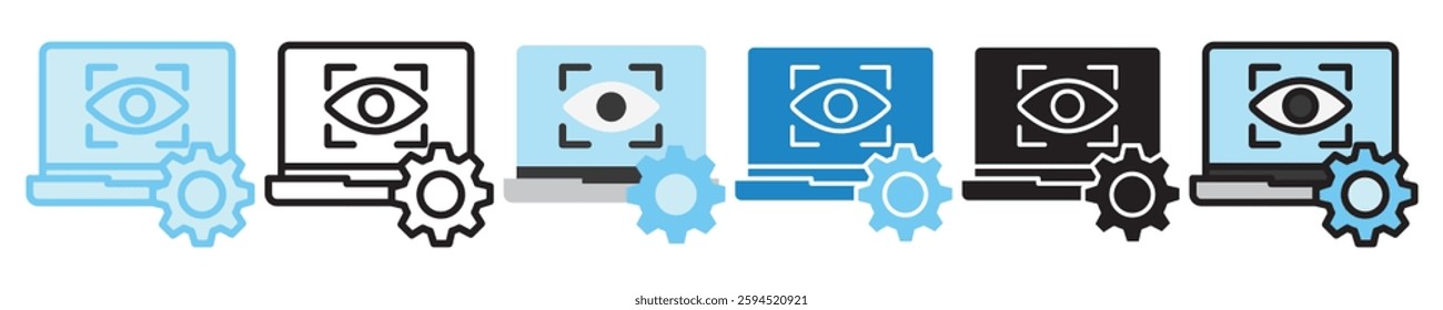 Computer Vision multi style icon set. use for modern concept, print, UI, UX kit, web and app development. Vector EPS 10, related to artificial intelligence, technology theme.