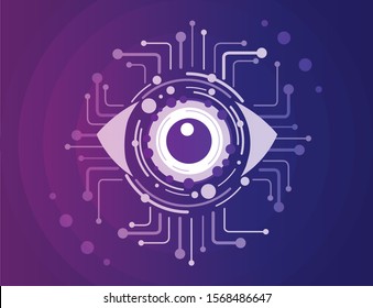 computer vision, technical vision, video surveillance system, augmented reality systems  isolated flat logo, icon