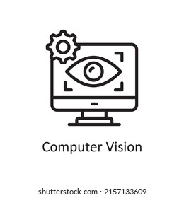 Computer Vision vector outline Icon Design illustration. Artificial Intelligence Symbol on White background EPS 10 File