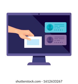 computer for vote online isolated icon vector illustration design