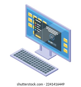 Computer vpn icon isometric vector. Server network. Data security