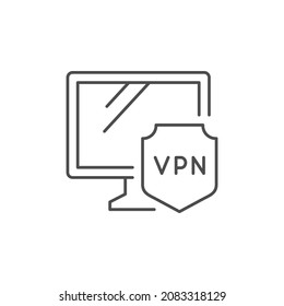 Computer VPN line outline icon