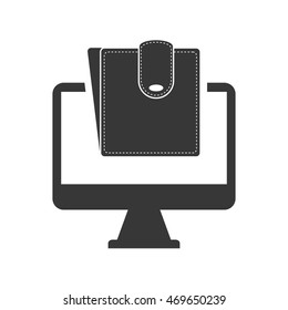 computer wallet money financial commerce icon. Flat and Isolated design. Vector illustration