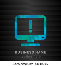 Computer Warning Blue,Green and Black silk fashion premium icon / Logo