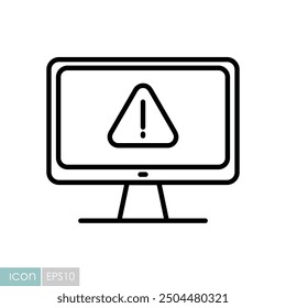 Computer warning vector icon. Simple digital system error. Security sign. Graph symbol for your web site design, logo, app, UI