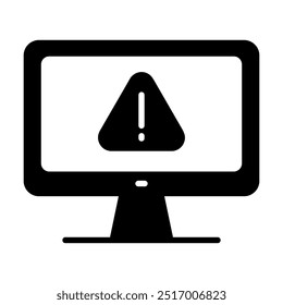 Computer warning vector icon. Simple digital system error. Security sign. Graph symbol for your web site design, logo, app, UI