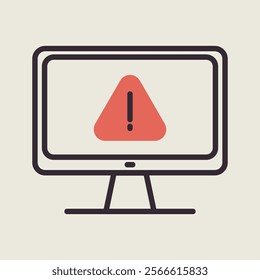 Computer warning vector icon. Simple digital system error. Security sign. Graph symbol for your web site design, logo, app, UI