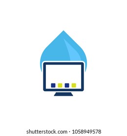 Computer Water Logo Icon Design
