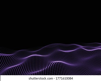 Computer Wave Background. Abstract Dots Texture. Technology Pattern. Code Points Backdrop. Vector illustration
