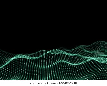 Computer Wave Background. Digital Technology Backdrop. Code Texture. Abstract Dots Pattern. Vector illustration