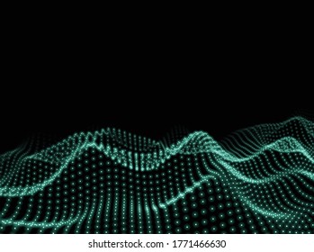 Computer Wave Background. Technology Texture. Dots Pattern. Digital Backdrop. Vector illustration