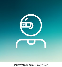Computer web camera icon thin line for web and mobile, modern minimalistic flat design. Vector white icon on gradient  mesh background.