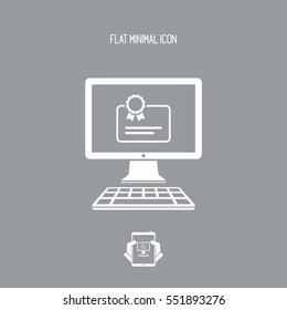 Computer web certificate - Vector flat icon