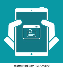 Computer web certificate - Vector flat icon