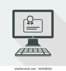 Computer web certificate - Vector flat icon
