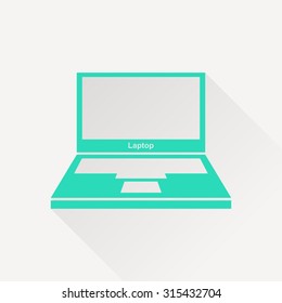 Computer web flat icon, vector design. Opened laptop UI pictogram