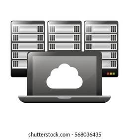 computer with web hosting or data center related icons image vector illustration design 