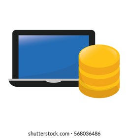 computer with web hosting or data center related icons image vector illustration design 