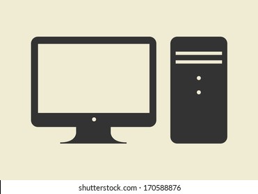 Computer web icon, flat design