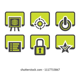 Computer web icon mobile, globe, circle arrow, power, star, presentation, padlock, checklist