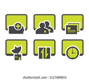 Computer web icon mobile, person, document, clock, energy satellite, satellite