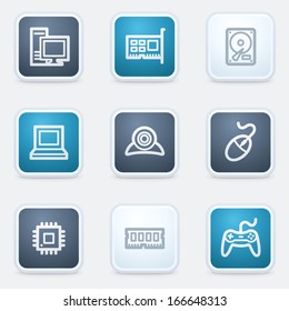 Computer web icon set, square buttons