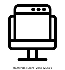 Computer web icon with simple and line style