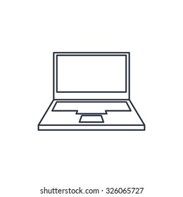 Computer web icon, vector design. Opened laptop UI pictogram