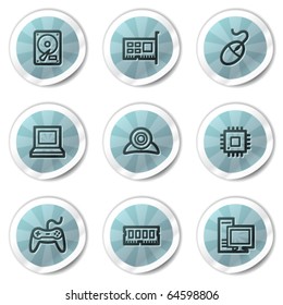 Computer-Web-Symbole, blaue Aufkleber-Reihe
