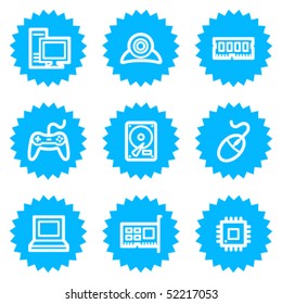 Computer web icons, blue sticker series