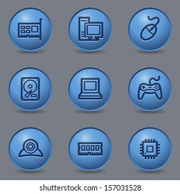 Computer web icons, circle blue buttons